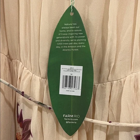 FARM Rio Cream Floral Long Sleeve Dress Medium NWT - Picture 8 of 10